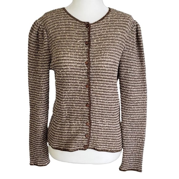 Vtg 70s Oscar De La Renta Loose Knit Cardigan 14